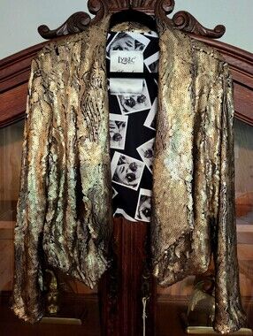 LYRIC Gold Sequin Open Blazer